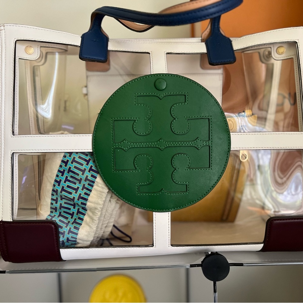 Tory Burch Clear Tote with Green and Blue Accents